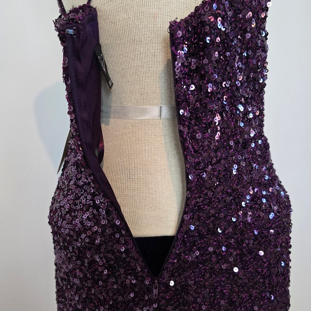 Windsor Plum Esperanza Sequin A-Line Formal Dress Front Slit Small NWT - Picture 7 of 13